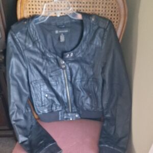 INC International Concepts Black Leather Jacket